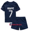 Virallinen Fanipaita + Shortsit Paris Saint-Germain Mbappé 7 Kotipelipaita 2022-23 - Lasten